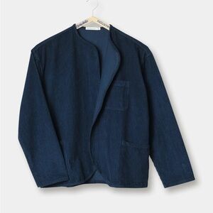 Industry of all Nations Navy Lightweight Collarless Corduroy Shirt Jacket, S/M